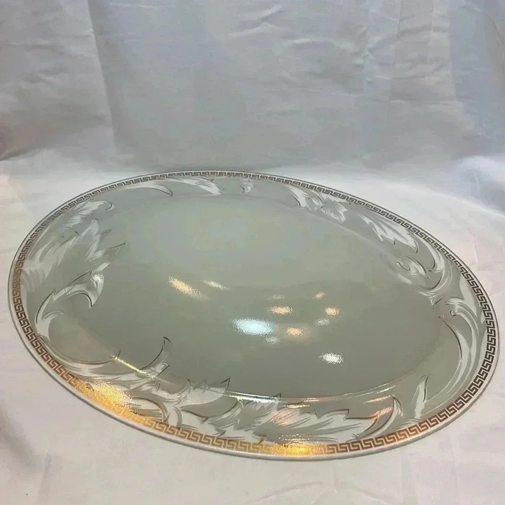 Versace for Rosenthal Oval Serving Platter with Gold Greek Details - Picture 5 of 7